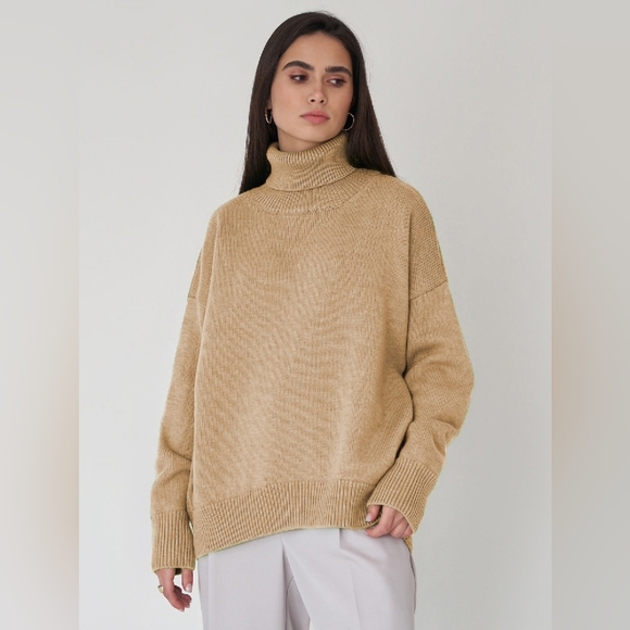 Cream Chunky Knit Turtleneck Sweater